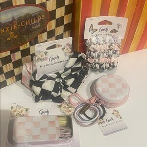 Goody x Mackenzie-Childs Pink & White Check Hair Accessory Set
